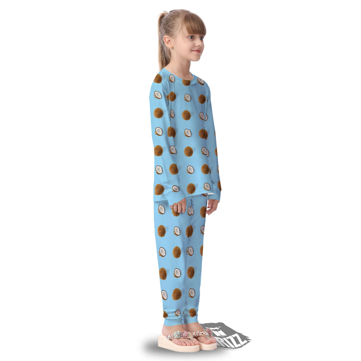 Coconut Blue Summer Print Pattern Kid's Pajamas-grizzshop