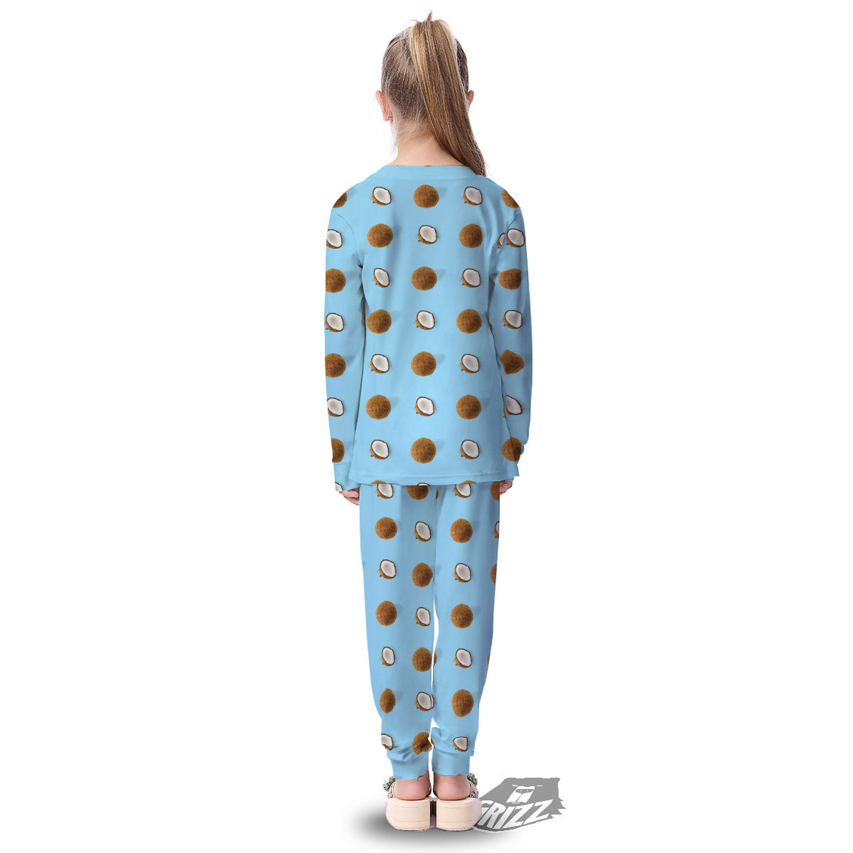 Coconut Blue Summer Print Pattern Kid's Pajamas-grizzshop