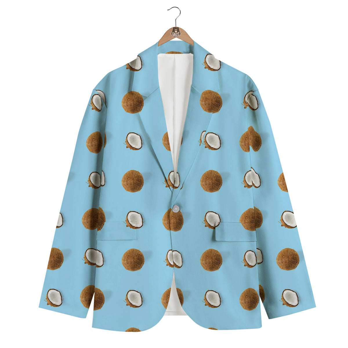 Coconut Blue Summer Print Pattern Men's Blazer-grizzshop