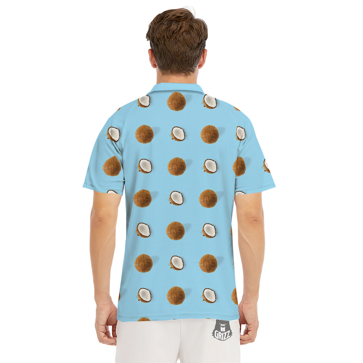 Coconut Blue Summer Print Pattern Men's Golf Shirts-grizzshop