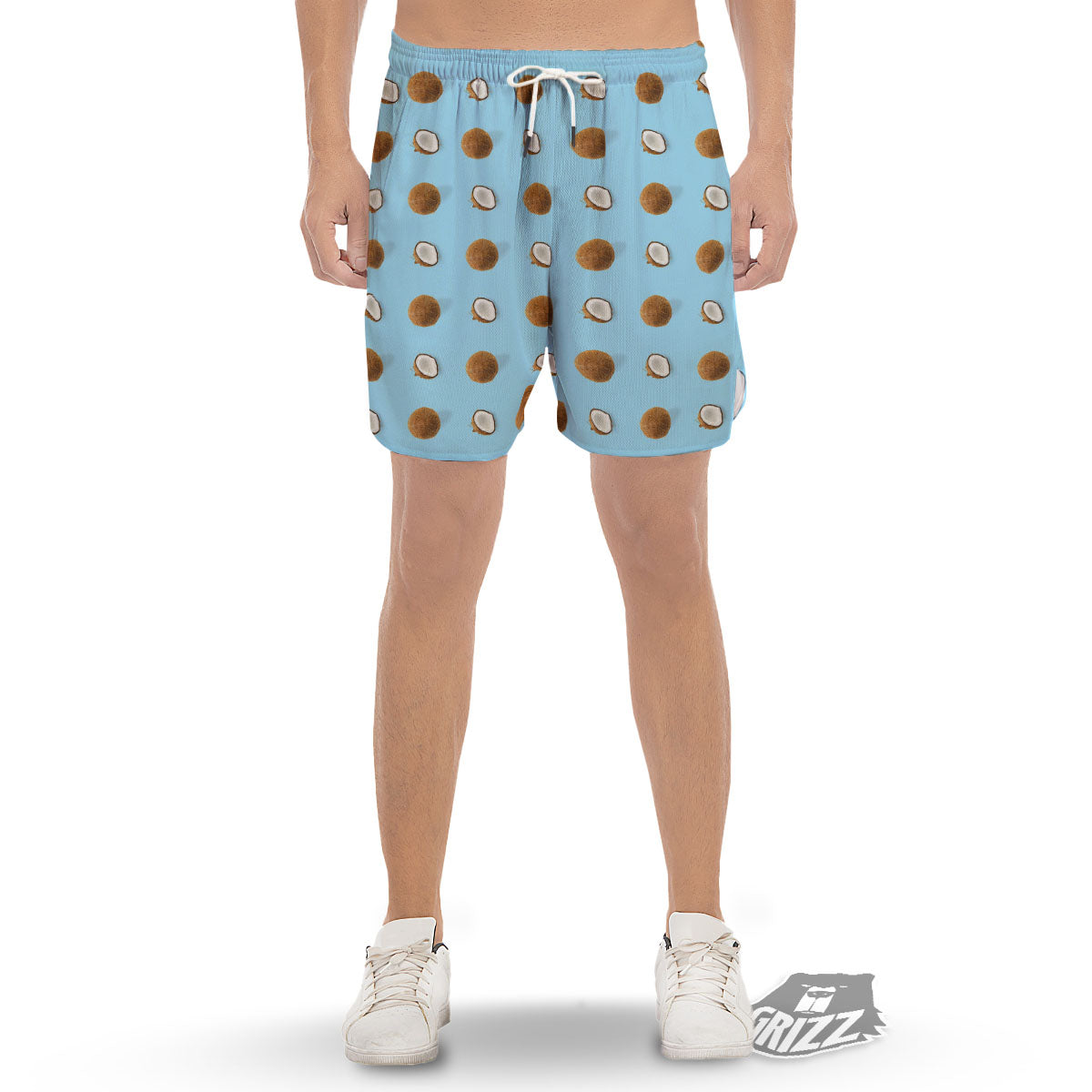 Coconut Blue Summer Print Pattern Men's Gym Shorts-grizzshop
