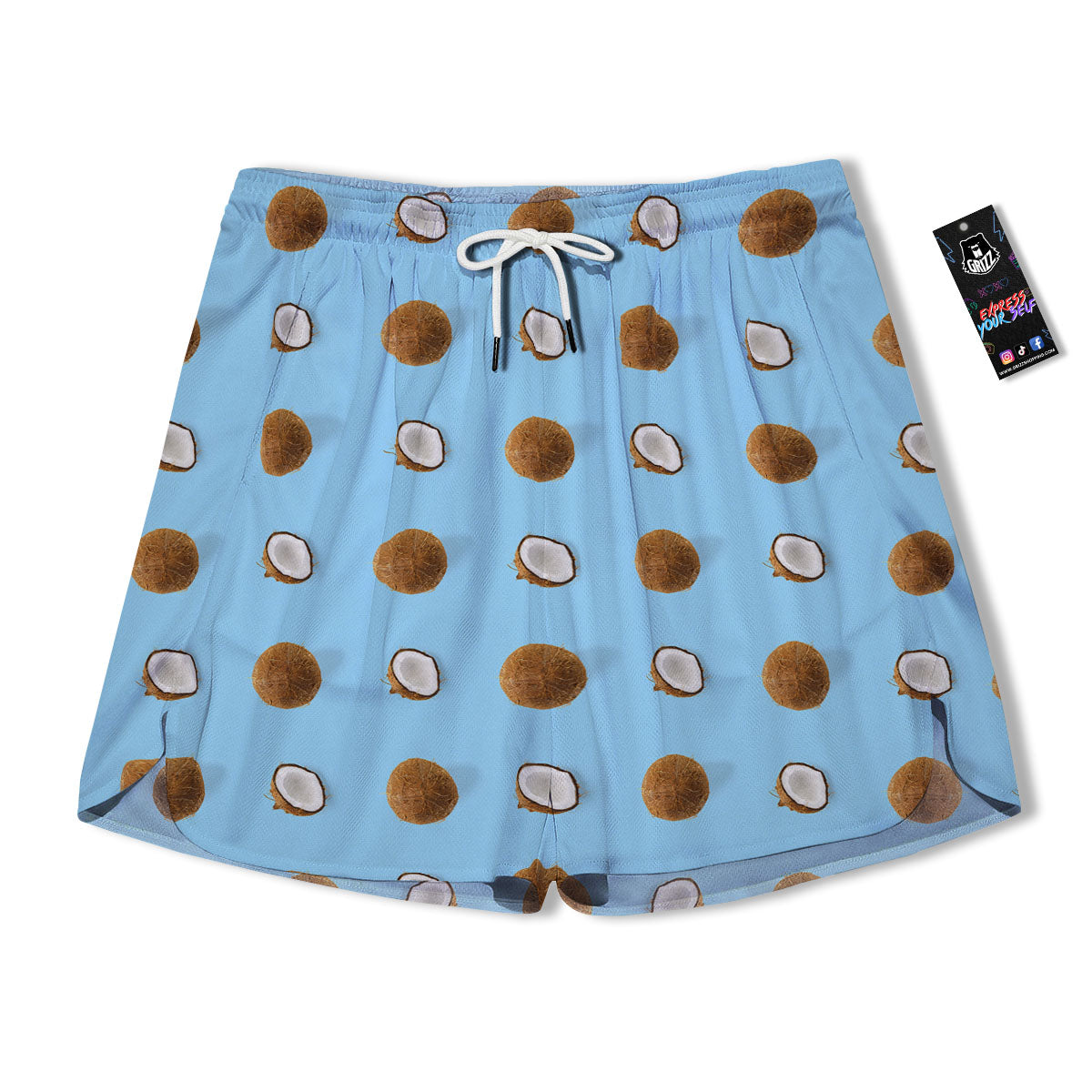 Coconut Blue Summer Print Pattern Men's Running Shorts-grizzshop