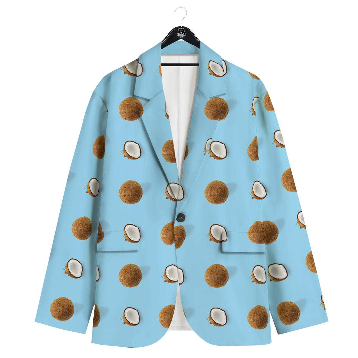 Coconut Blue Summer Print Pattern Men's Sport Coat-grizzshop