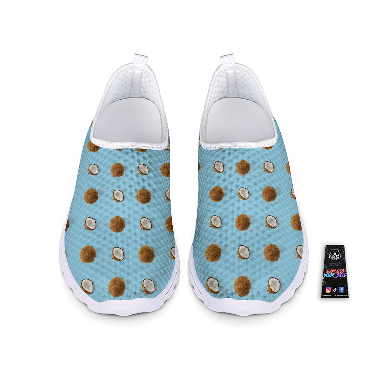 Coconut Blue Summer Print Pattern Nurse Shoes-grizzshop