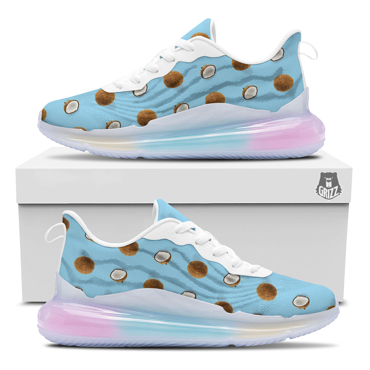 Coconut Blue Summer Print Pattern Running Sneakers-grizzshop