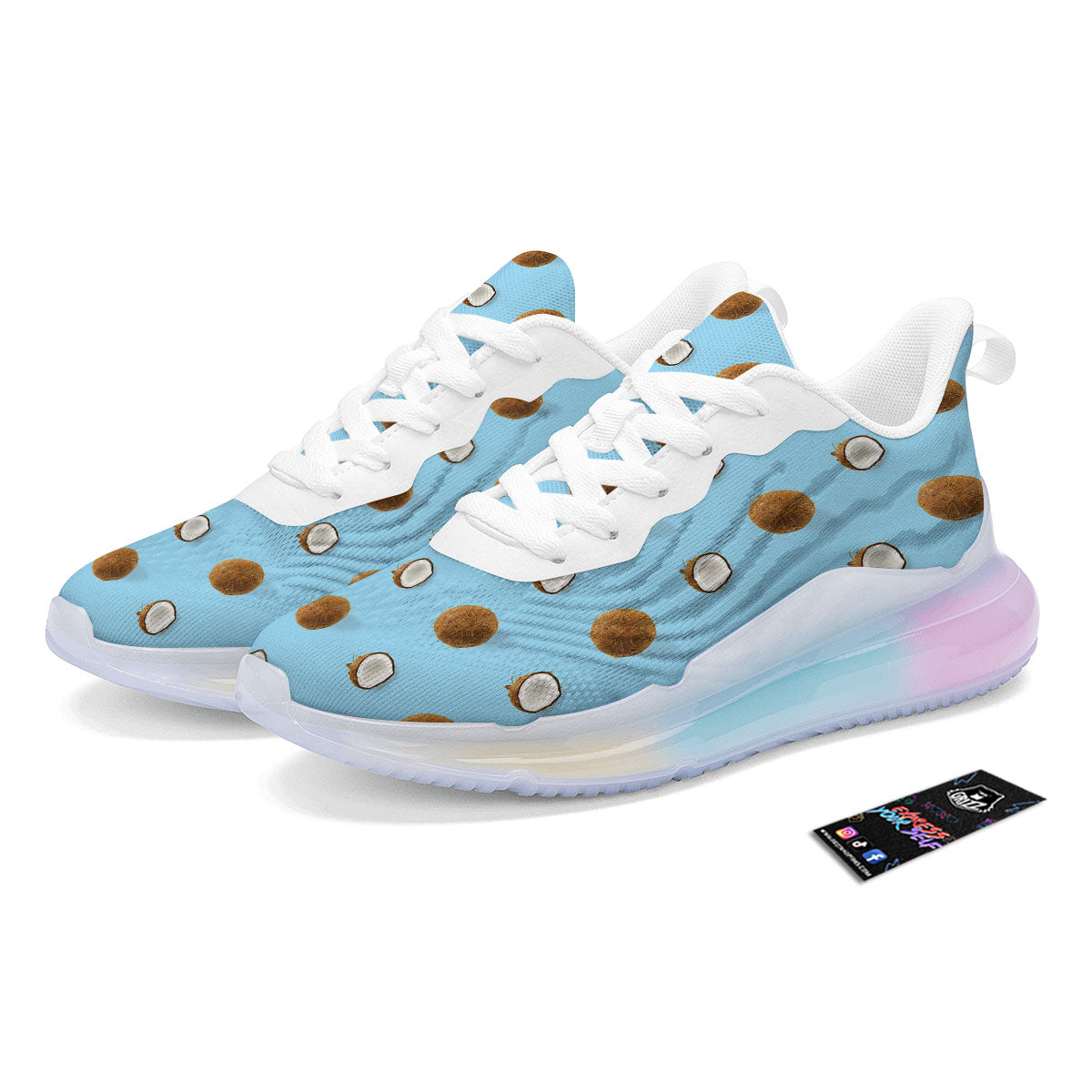 Coconut Blue Summer Print Pattern Running Sneakers-grizzshop