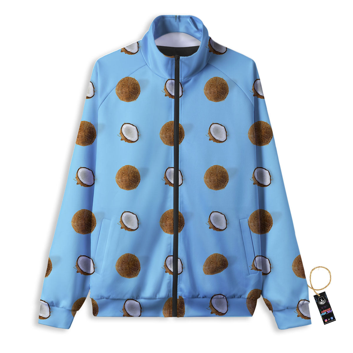 Coconut Blue Summer Print Pattern Track Jacket-grizzshop