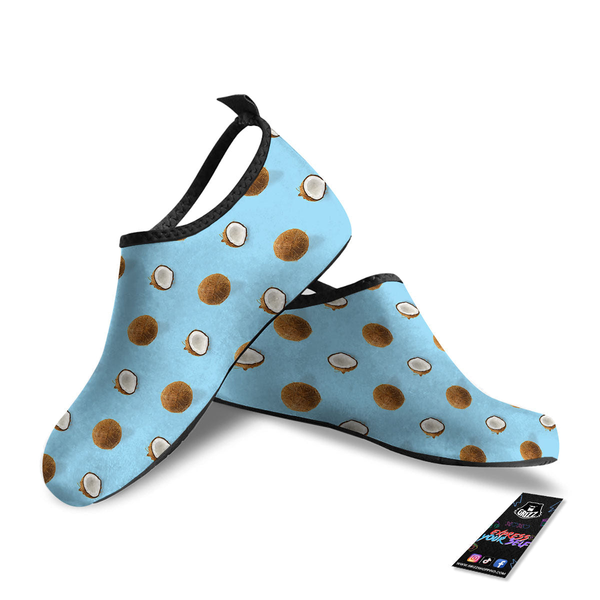 Coconut Blue Summer Print Pattern Water Shoes-grizzshop