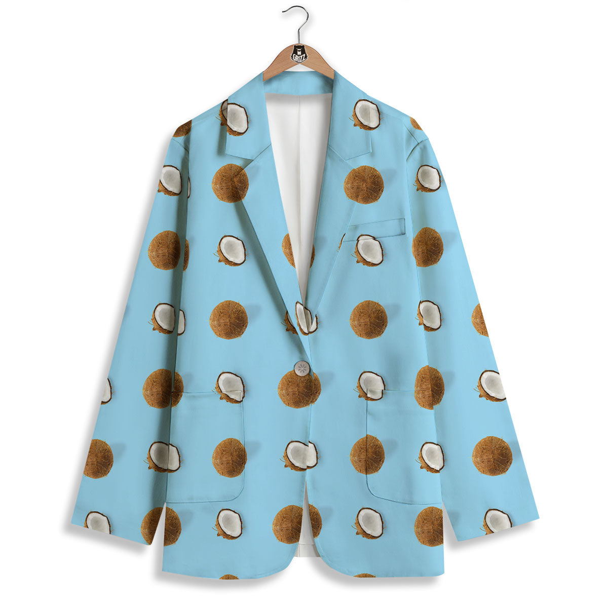 Coconut Blue Summer Print Pattern Women's Blazer-grizzshop