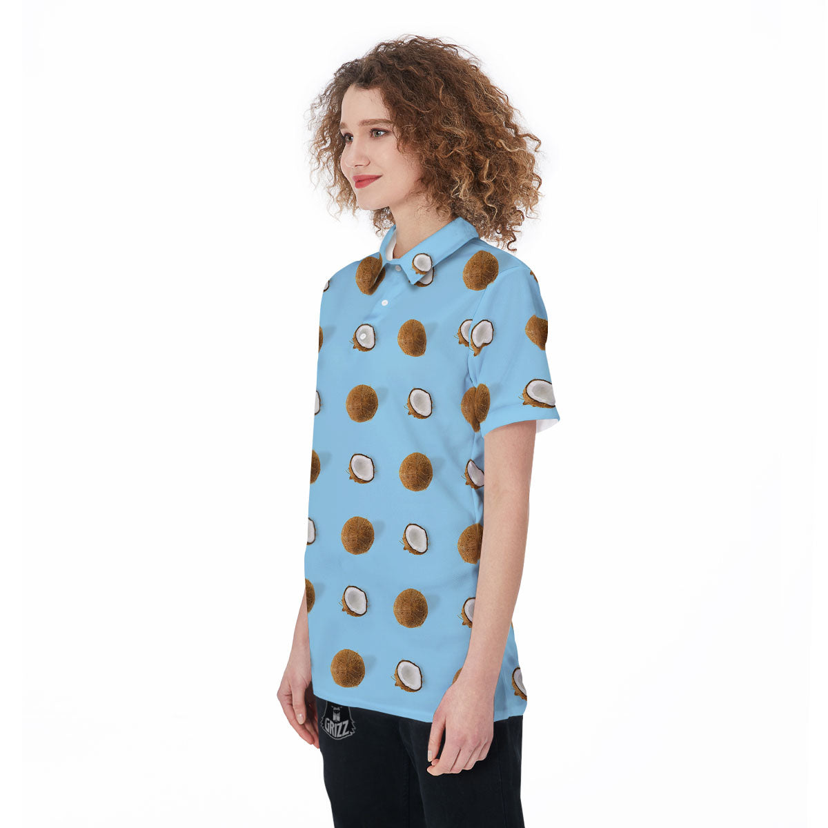 Coconut Blue Summer Print Pattern Women's Golf Shirts-grizzshop
