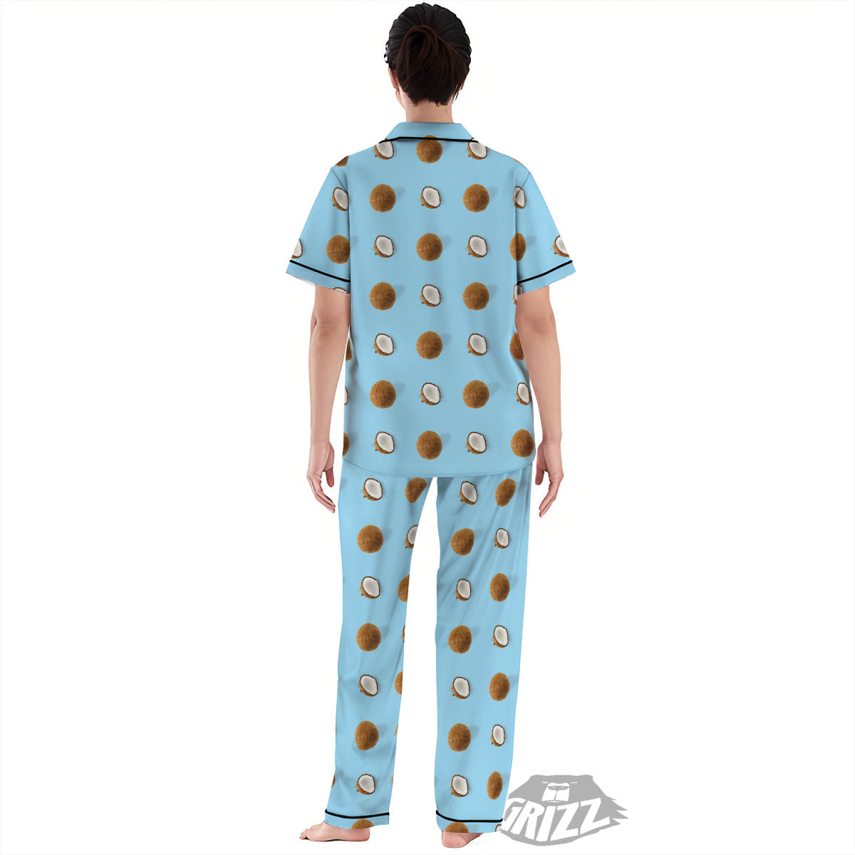 Coconut Blue Summer Print Pattern Women's Pajamas Set-grizzshop