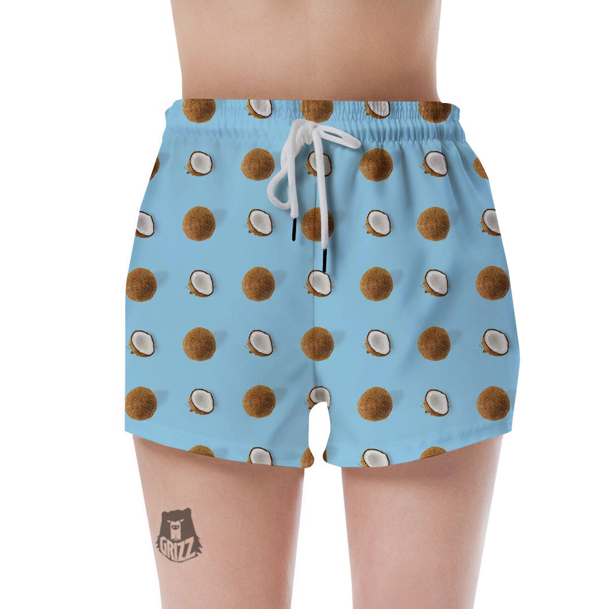 Coconut Blue Summer Print Pattern Women's Shorts-grizzshop