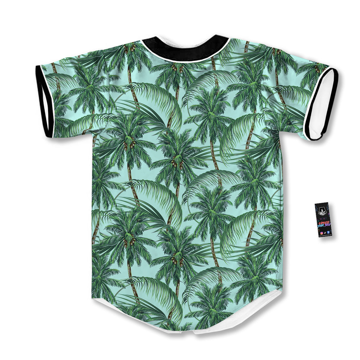 Coconut Leaf Print Baseball Jersey-grizzshop