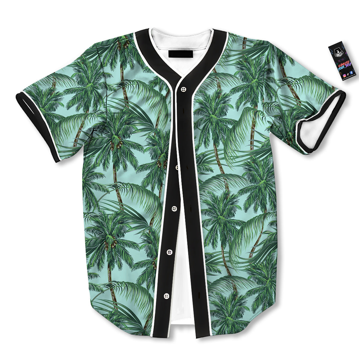 Coconut Leaf Print Baseball Jersey-grizzshop
