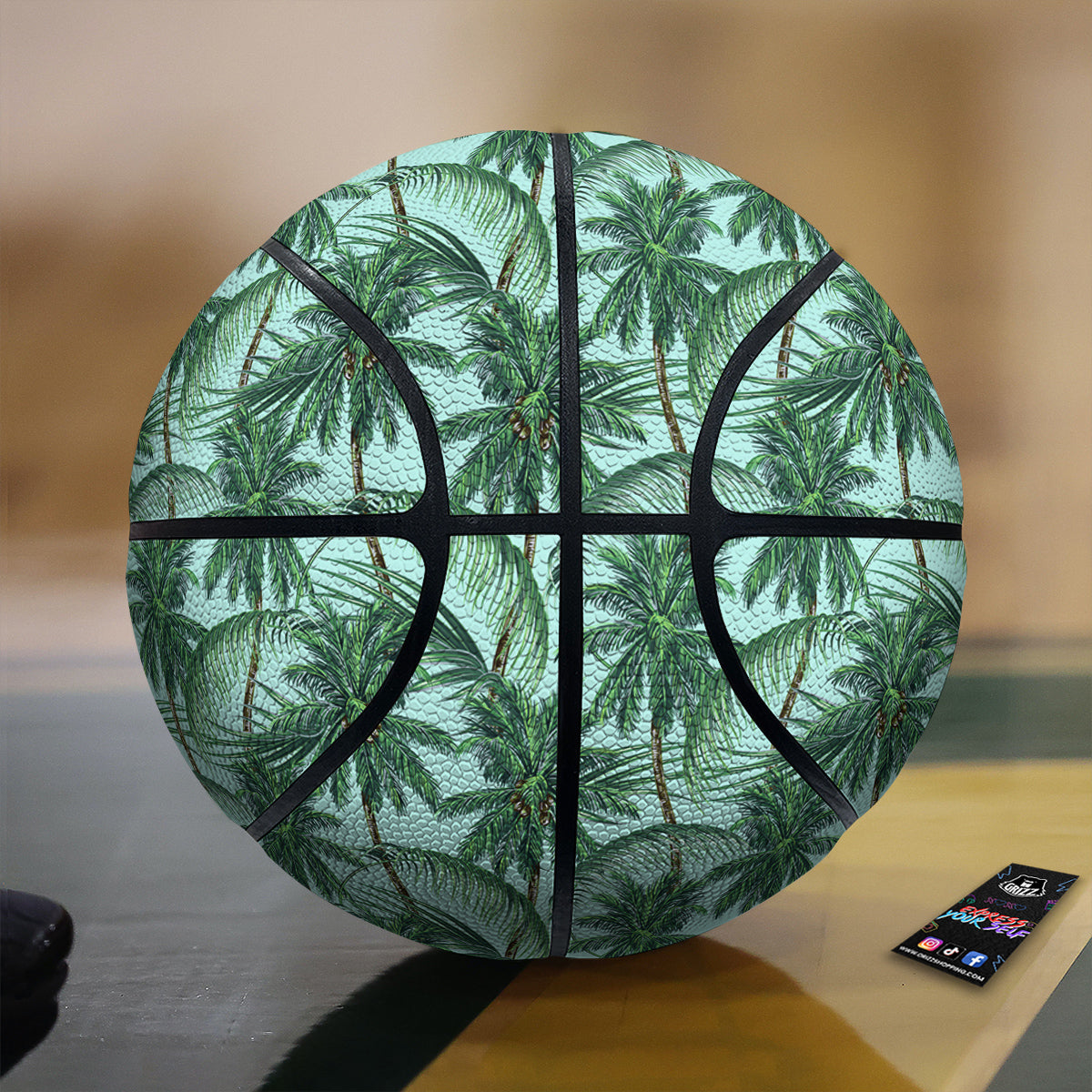 Coconut Leaf Print Basketball-grizzshop