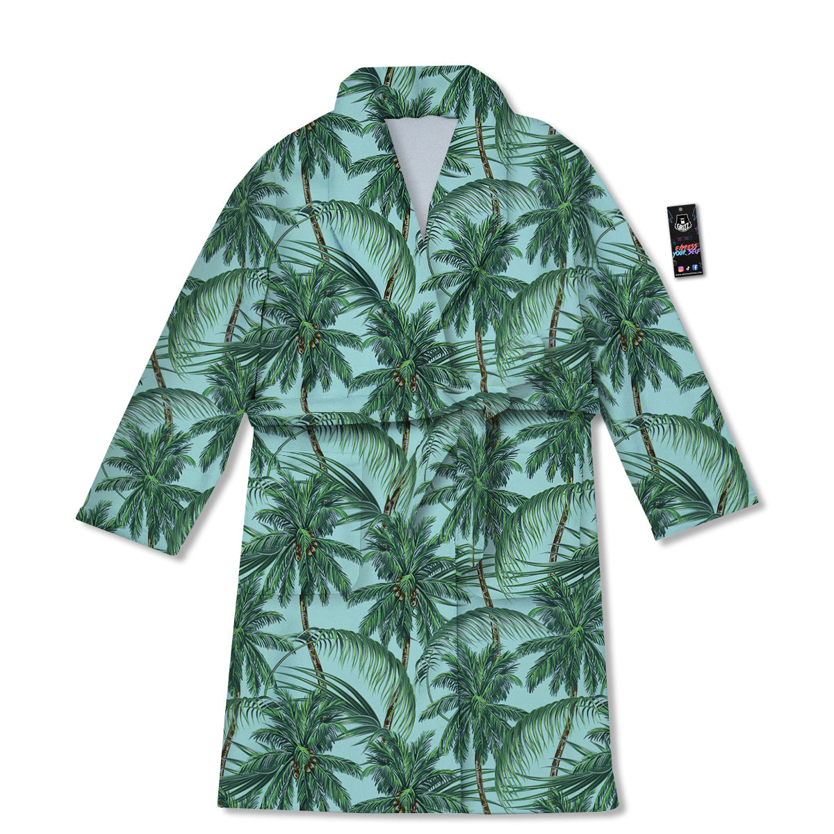 Coconut Leaf Print Bathrobe-grizzshop