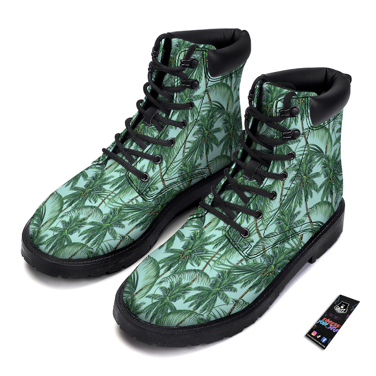 Coconut Leaf Print Boots-grizzshop