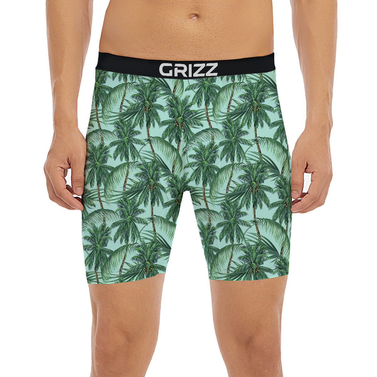 Coconut Leaf Print Boxer Briefs-grizzshop