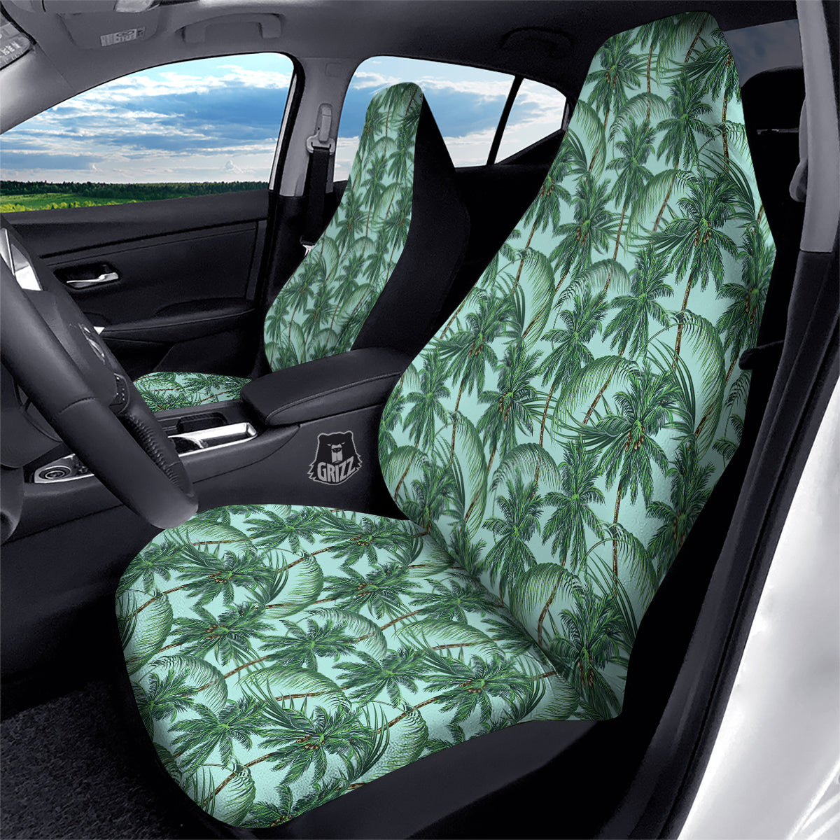 Coconut Leaf Print Car Seat Covers-grizzshop