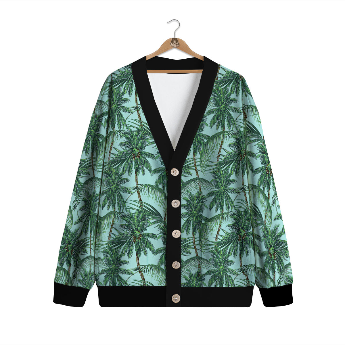 Coconut Leaf Print Cardigan-grizzshop