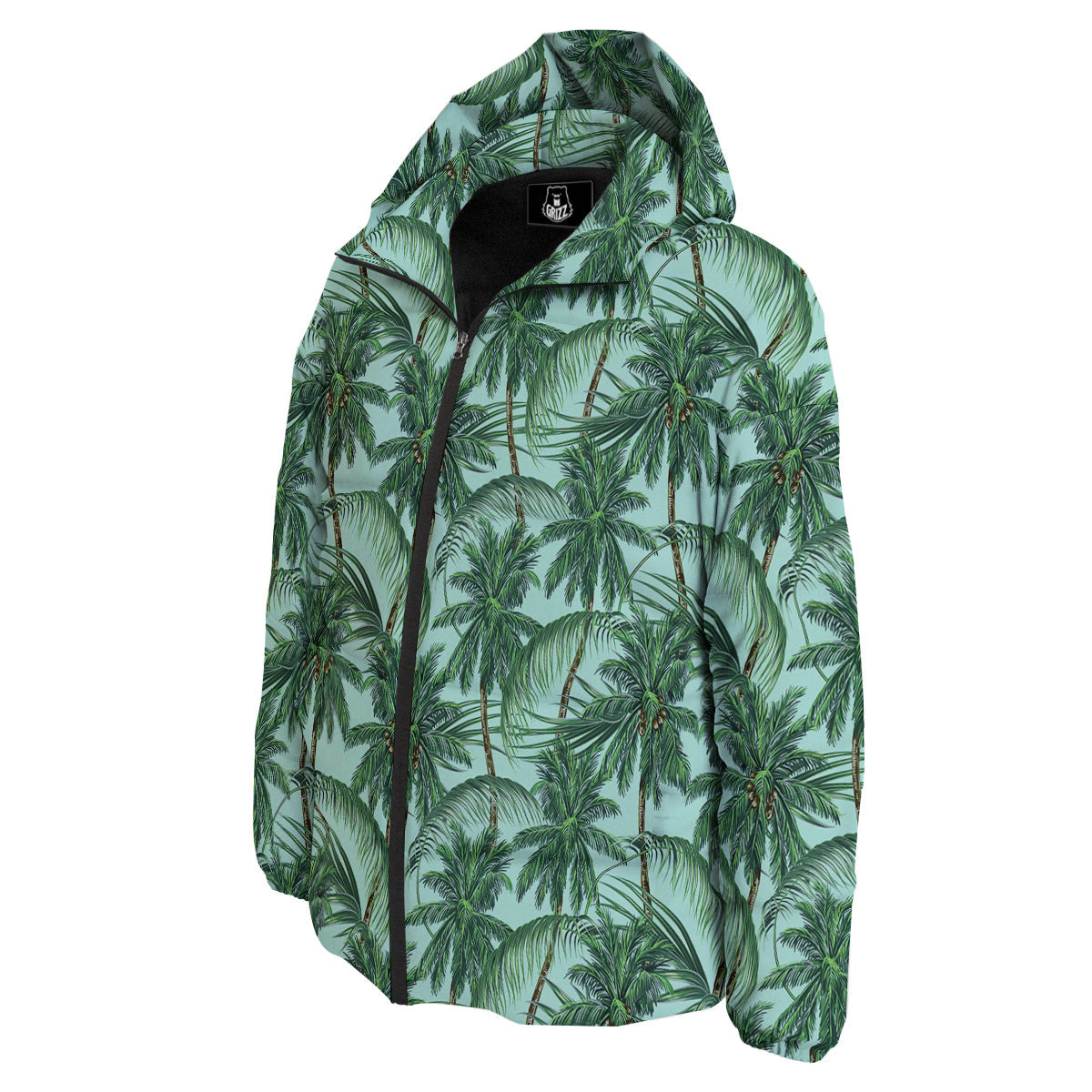 Coconut Leaf Print Down Jacket-grizzshop