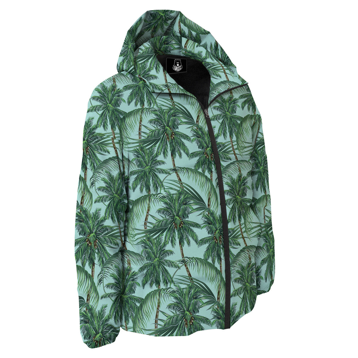 Coconut Leaf Print Down Jacket-grizzshop