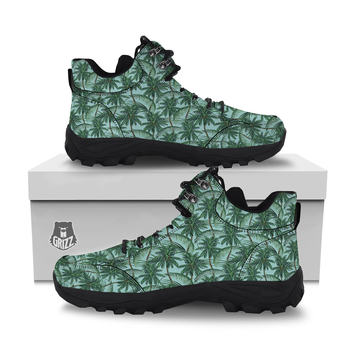 Coconut Leaf Print Hiking Shoes-grizzshop