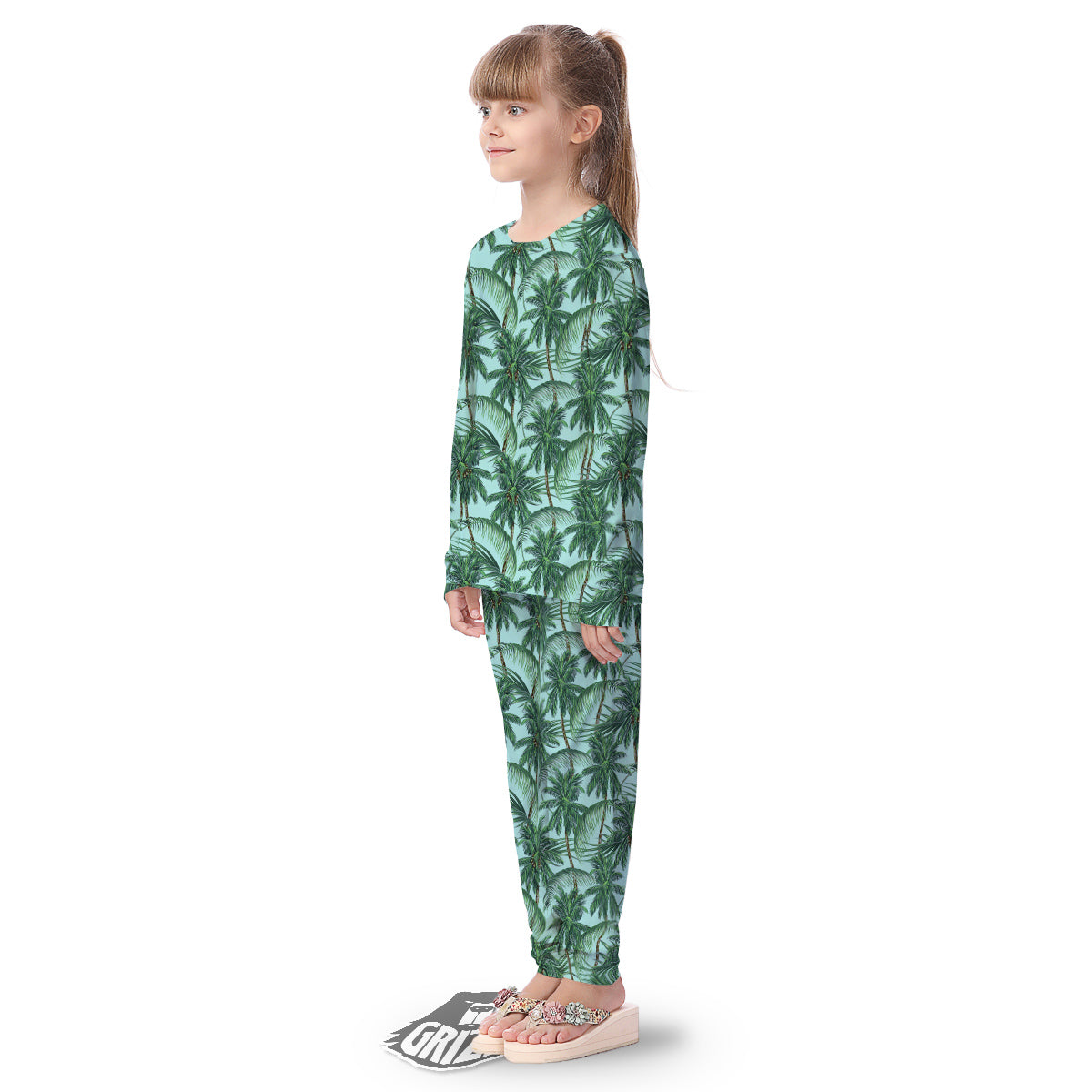 Coconut Leaf Print Kid's Pajamas-grizzshop