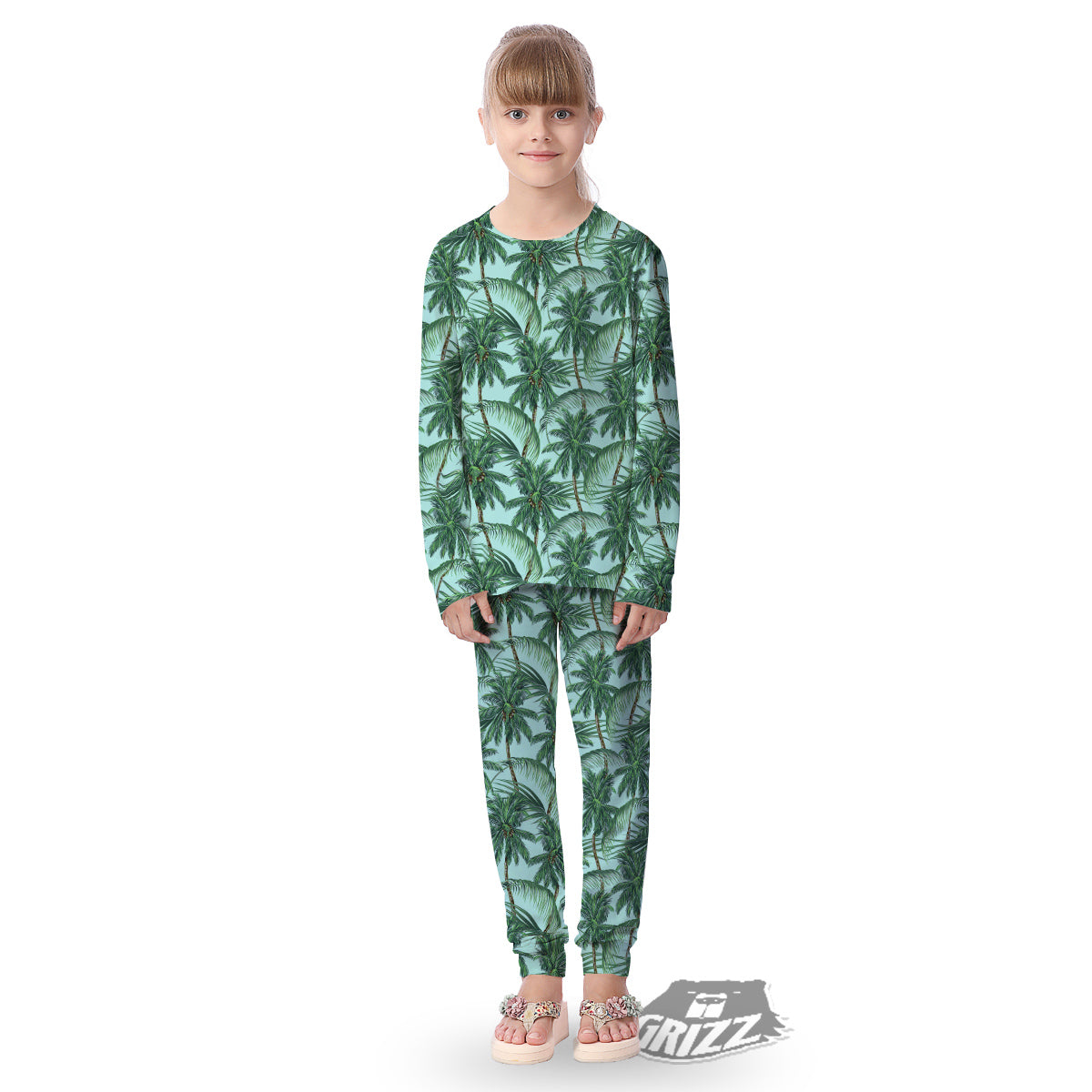 Coconut Leaf Print Kid's Pajamas-grizzshop