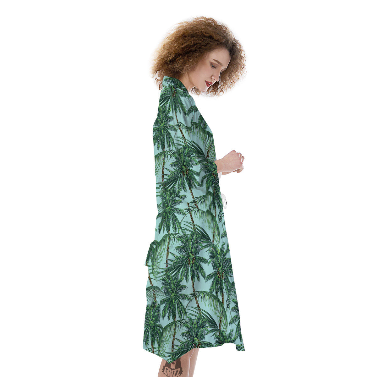 Coconut Leaf Print Kimono-grizzshop