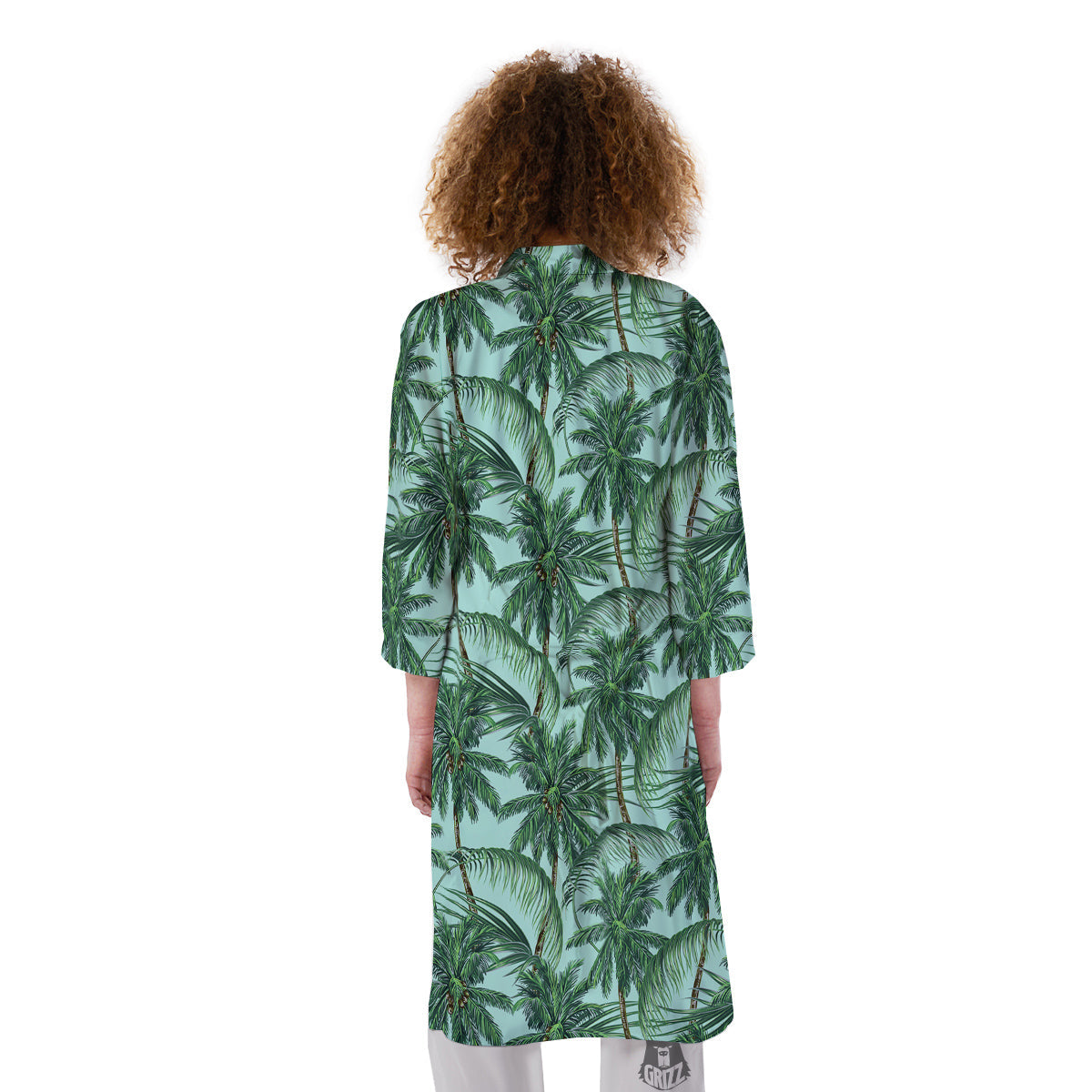 Coconut Leaf Print Kimono-grizzshop