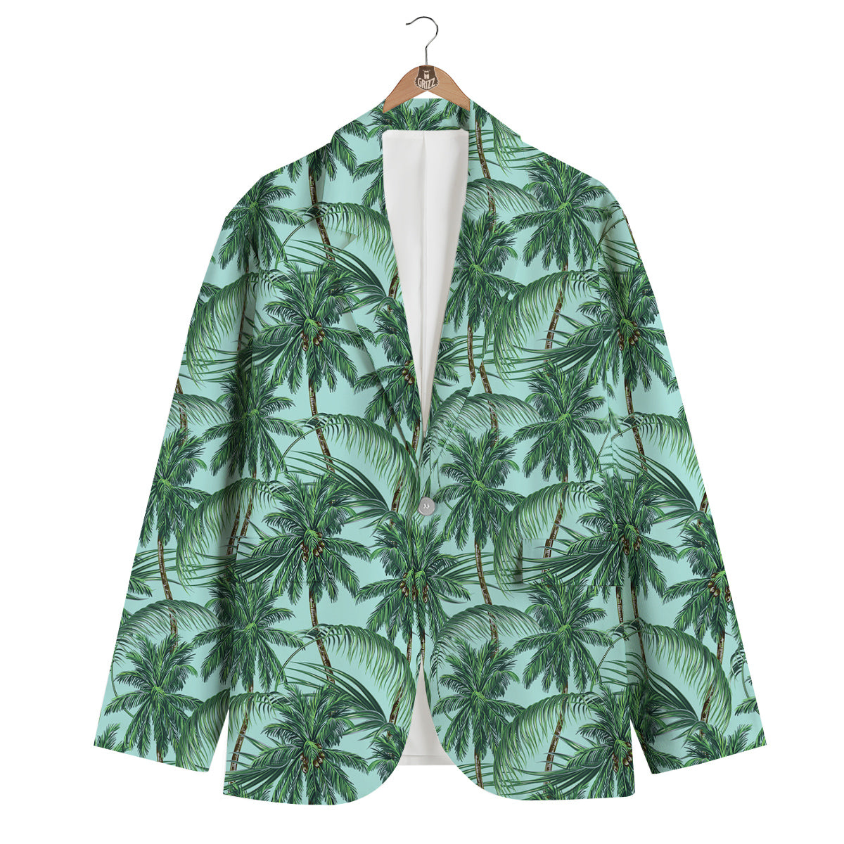 Coconut Leaf Print Men's Blazer-grizzshop