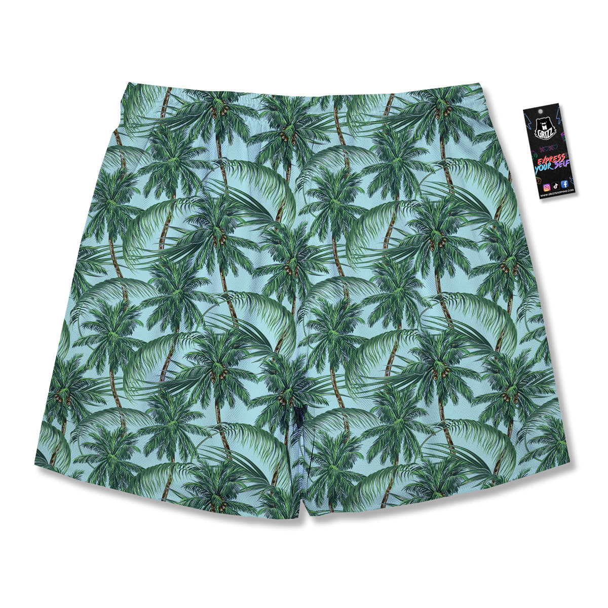 Coconut Leaf Print Men's Running Shorts-grizzshop