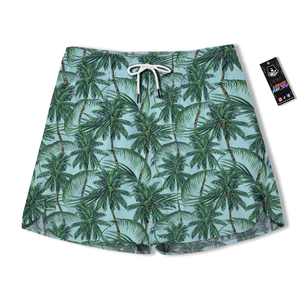Coconut Leaf Print Men's Running Shorts-grizzshop