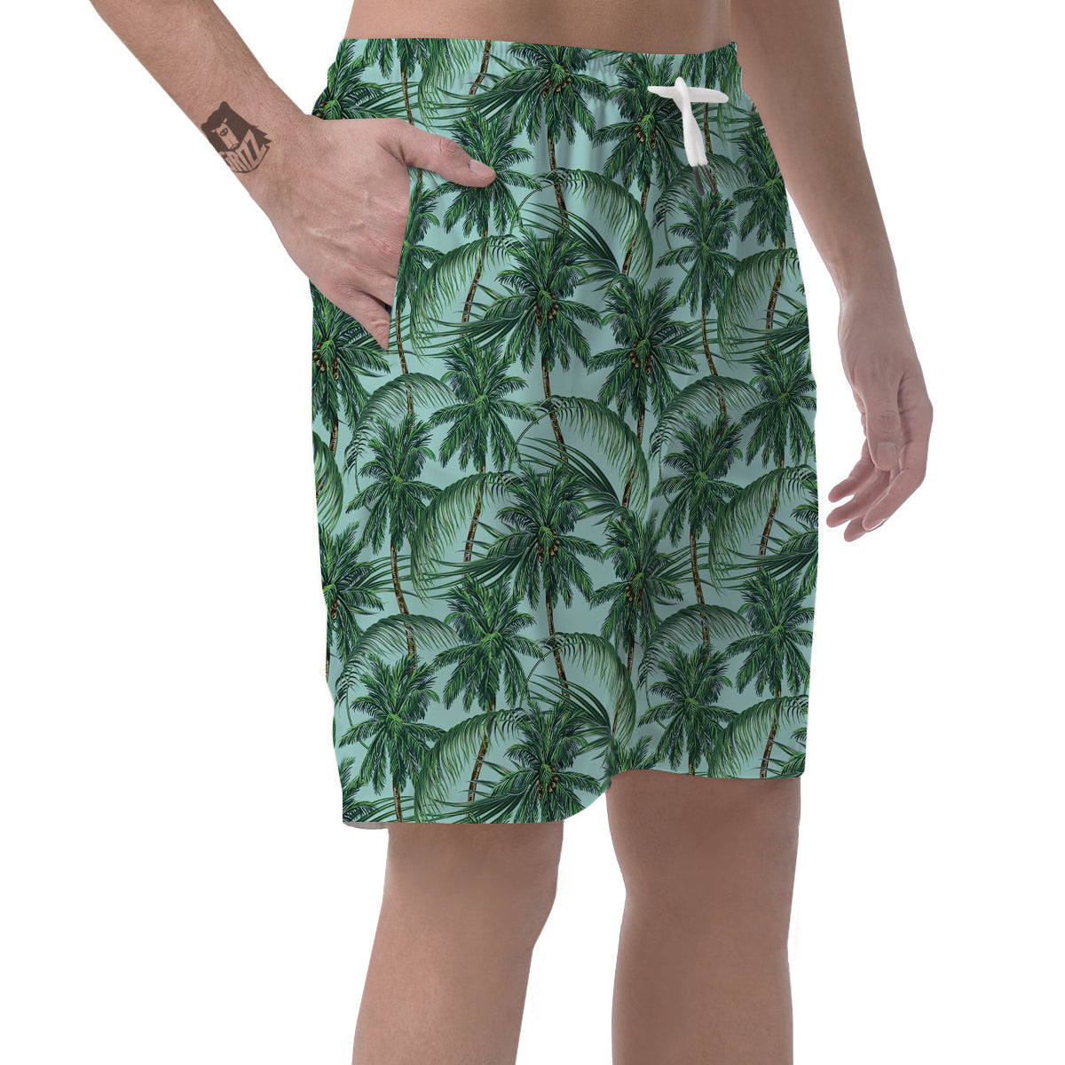 Coconut Leaf Print Men's Shorts-grizzshop