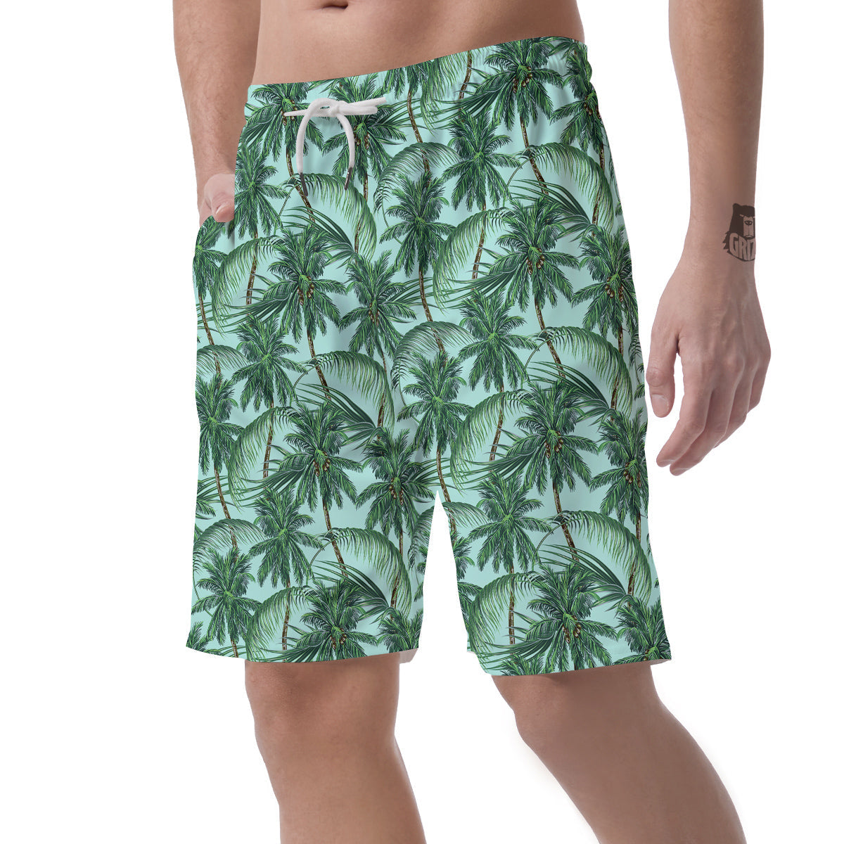 Coconut Leaf Print Men's Shorts-grizzshop