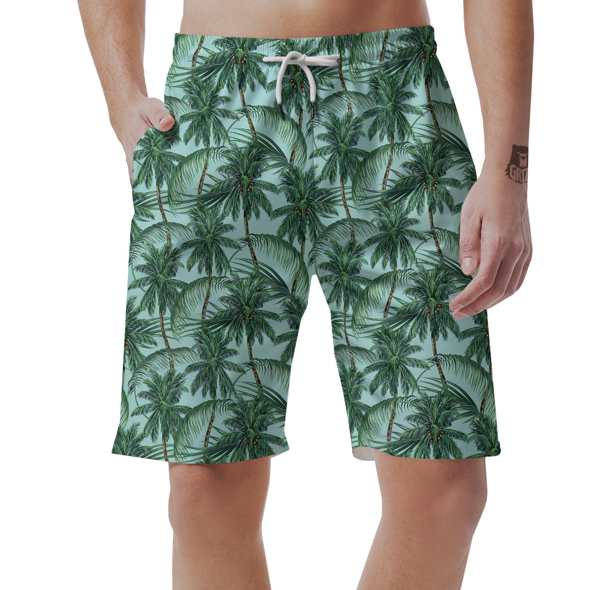 Coconut Leaf Print Men's Shorts-grizzshop