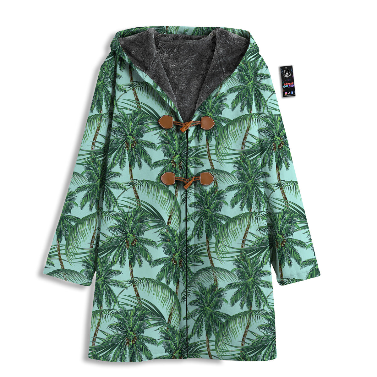 Coconut Leaf Print Men's Windbreaker Jacket-grizzshop