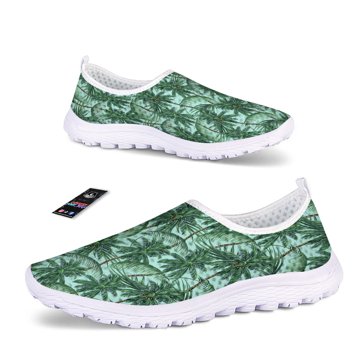 Coconut Leaf Print Nurse Shoes-grizzshop