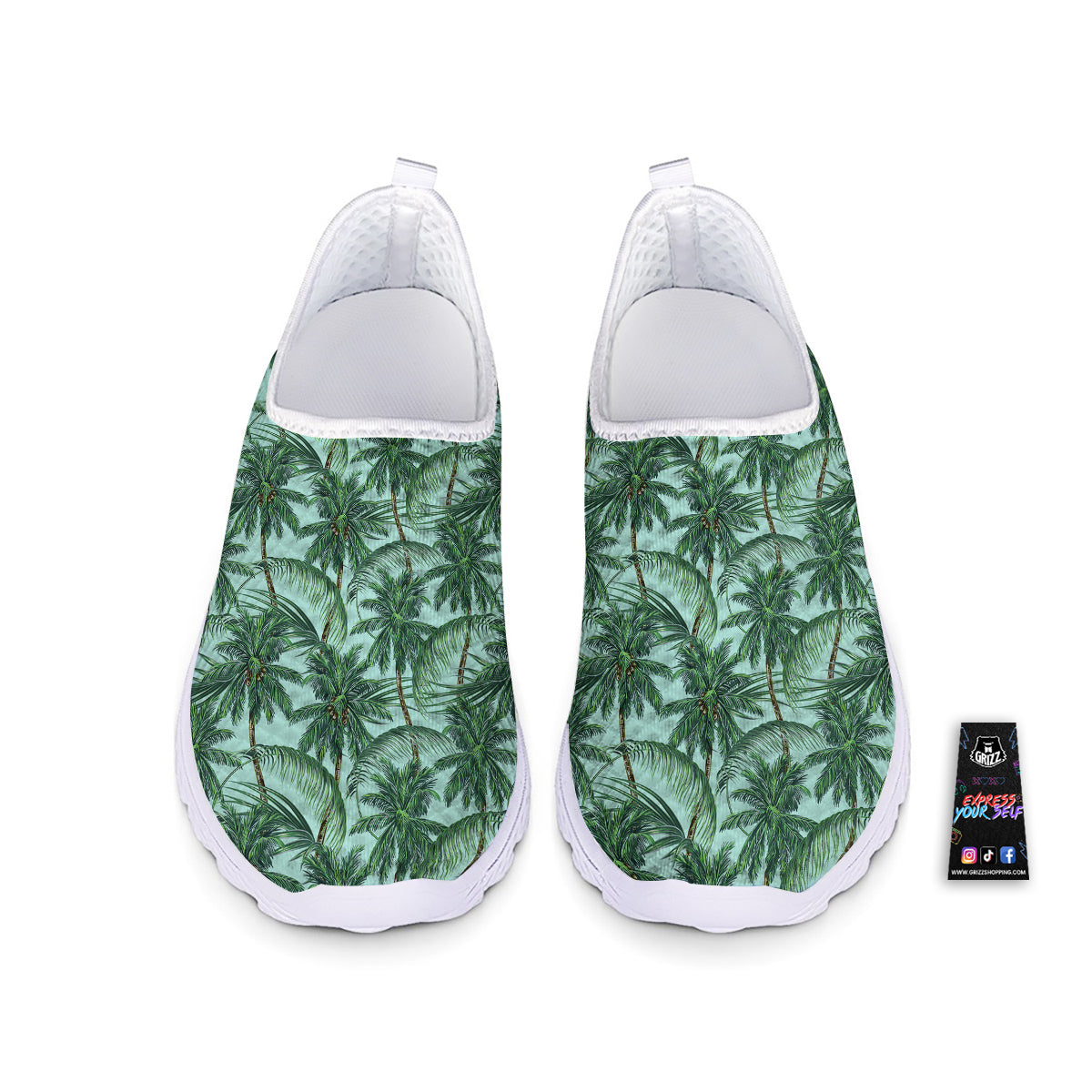 Coconut Leaf Print Nurse Shoes-grizzshop