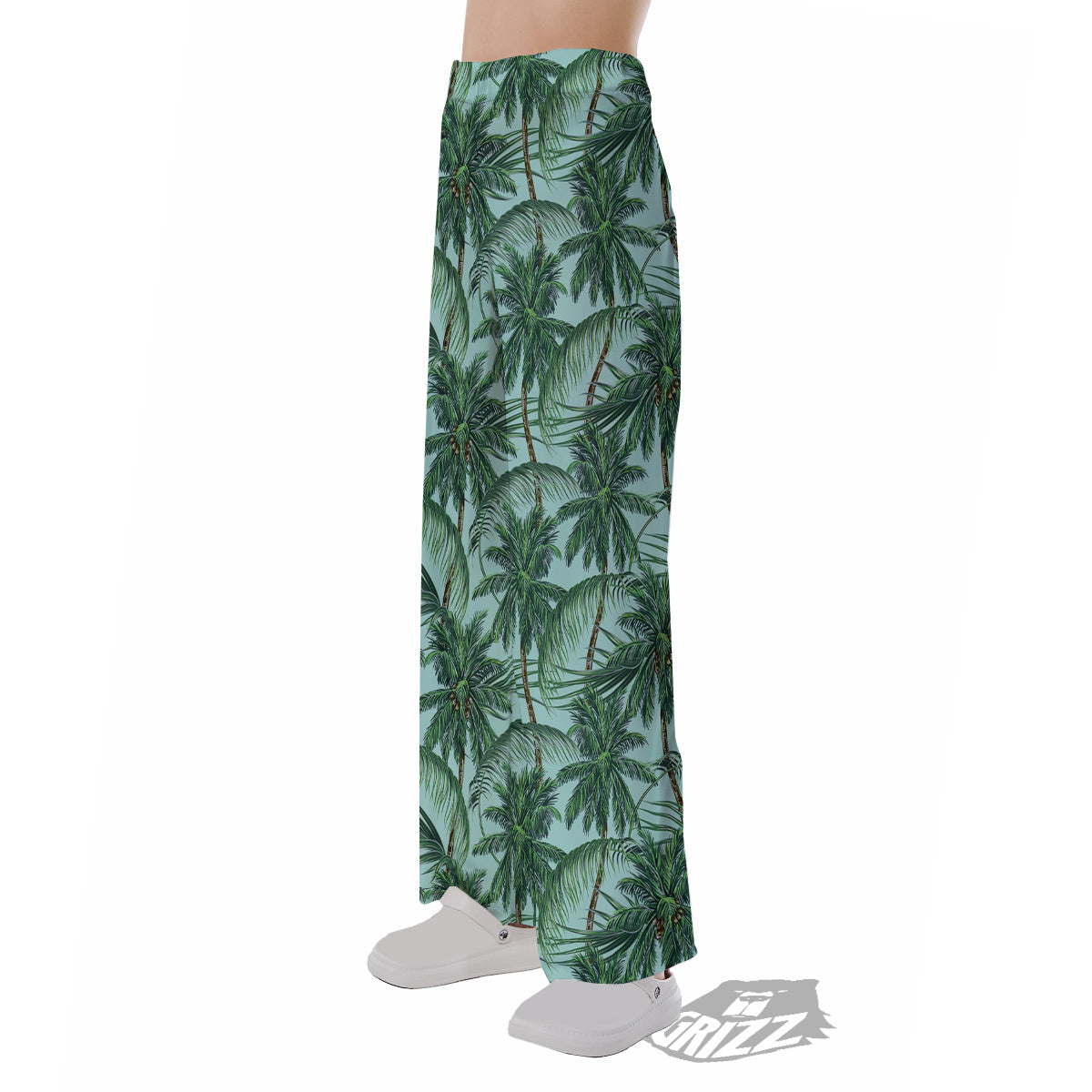 Coconut Leaf Print Pajama Pants-grizzshop