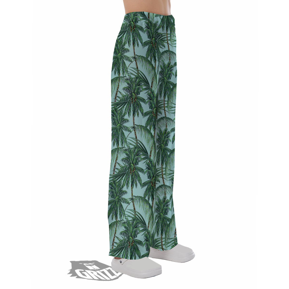 Coconut Leaf Print Pajama Pants-grizzshop