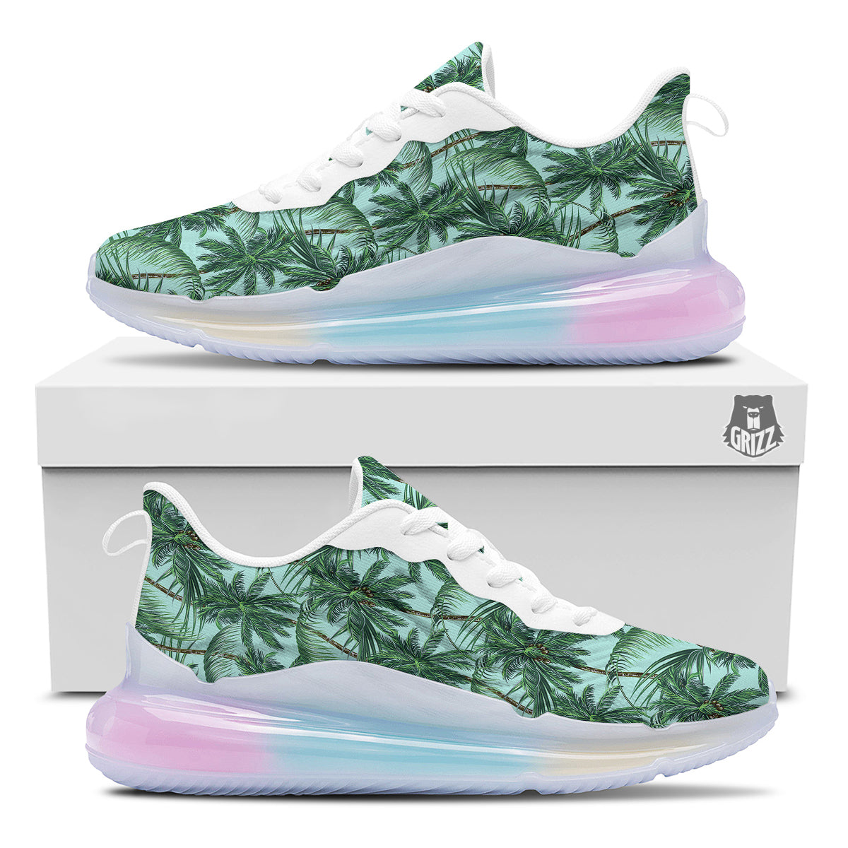 Coconut Leaf Print Running Sneakers-grizzshop
