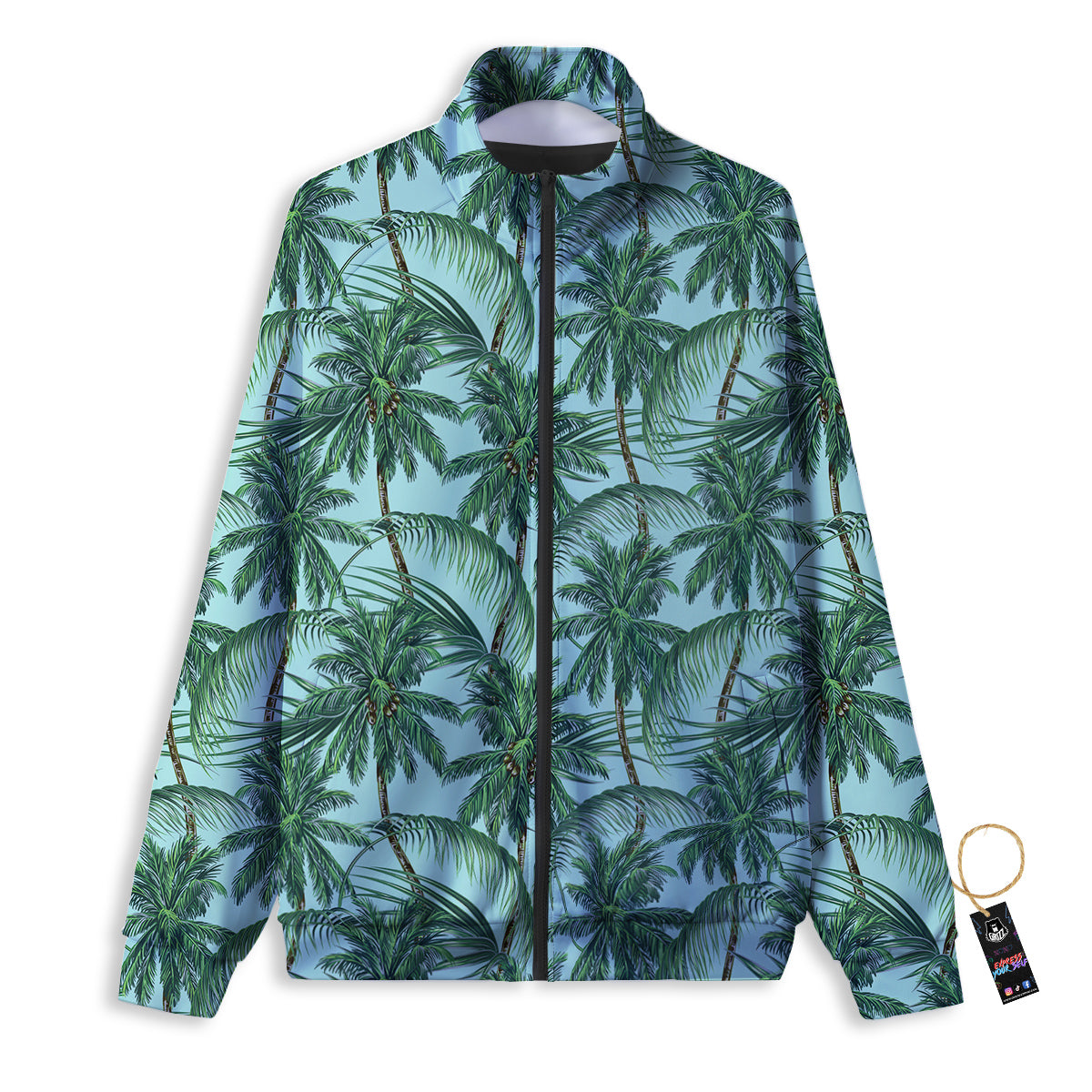 Coconut Leaf Print Track Jacket-grizzshop