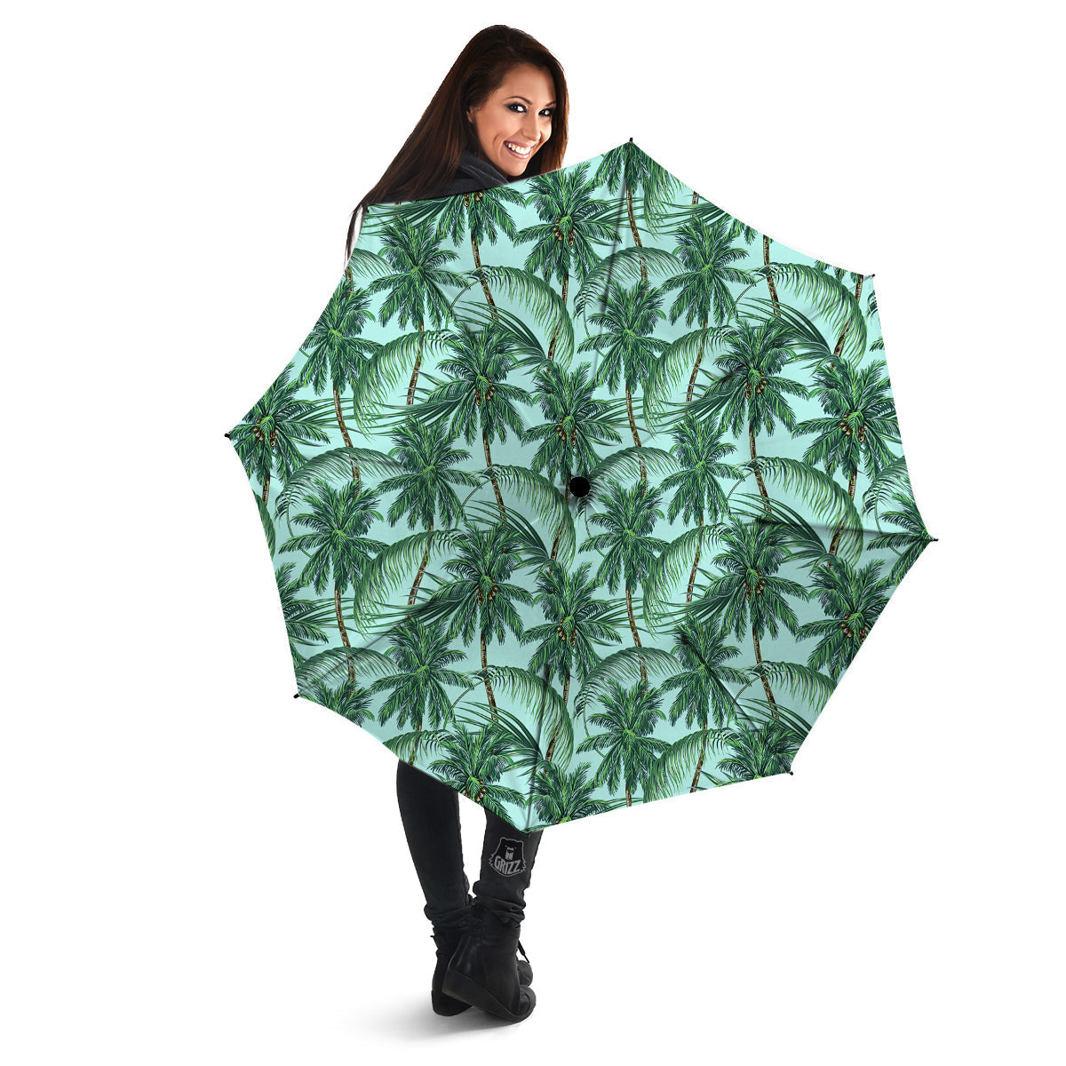 Coconut Leaf Print Umbrella-grizzshop