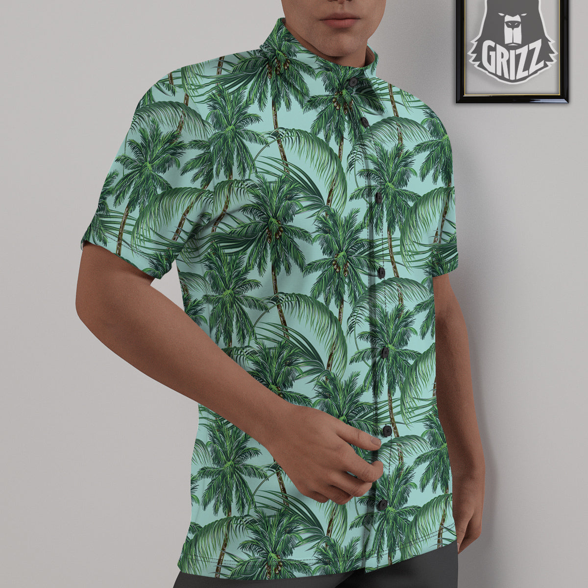 Coconut Leaf Print Untucked Shirts-grizzshop