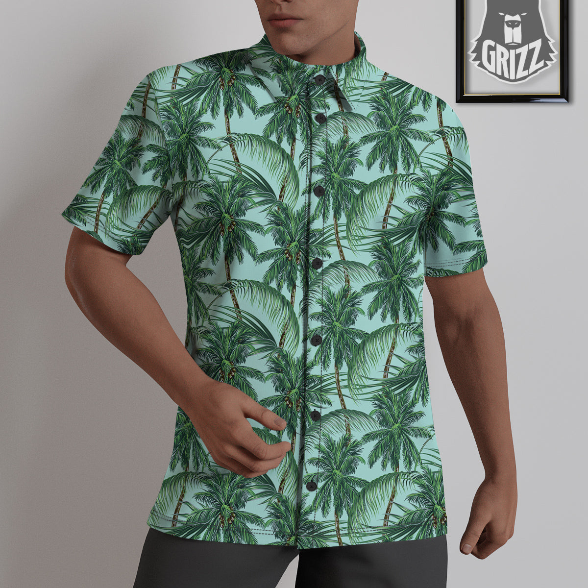 Coconut Leaf Print Untucked Shirts-grizzshop