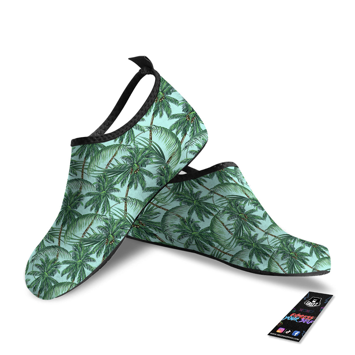 Coconut Leaf Print Water Shoes-grizzshop