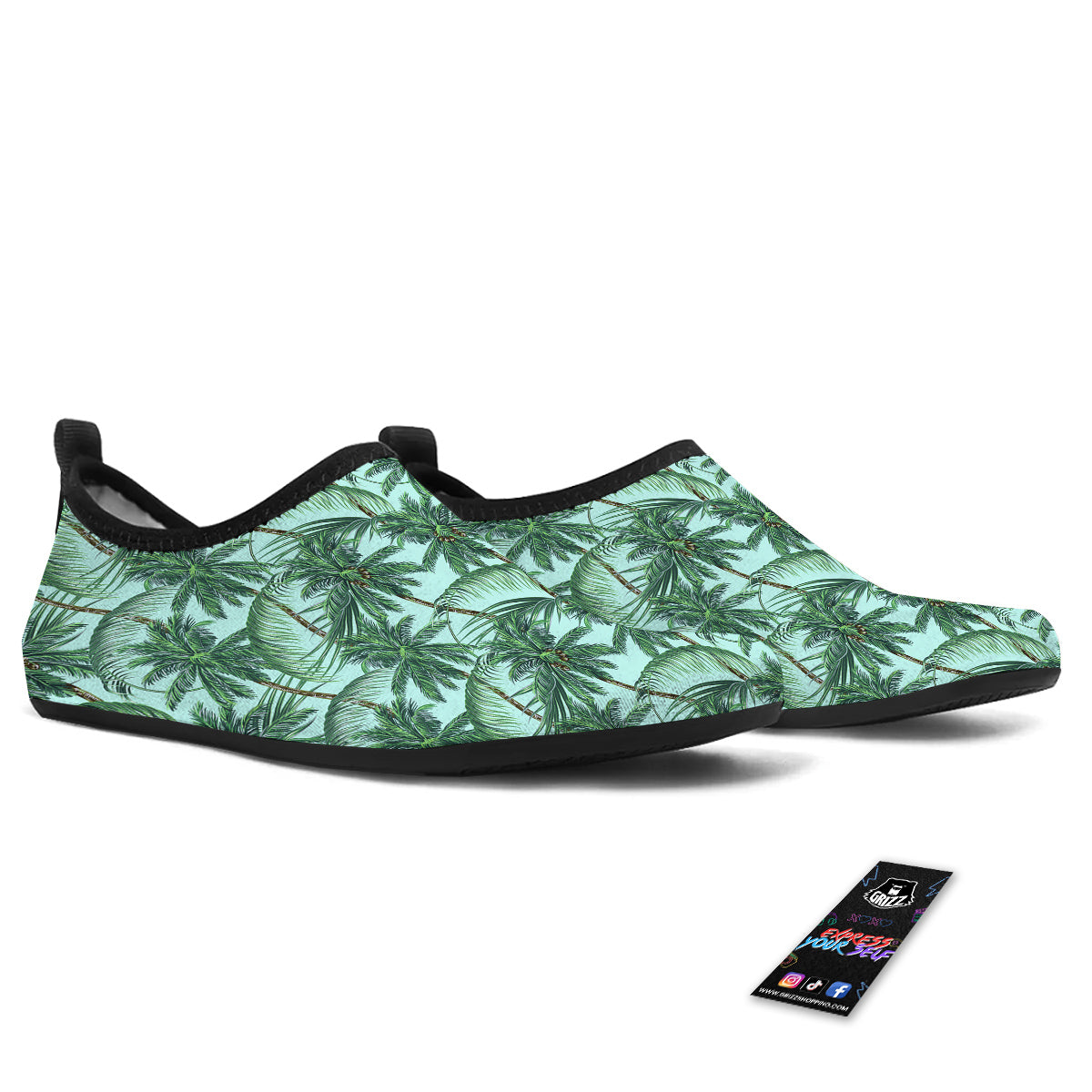 Coconut Leaf Print Water Shoes-grizzshop