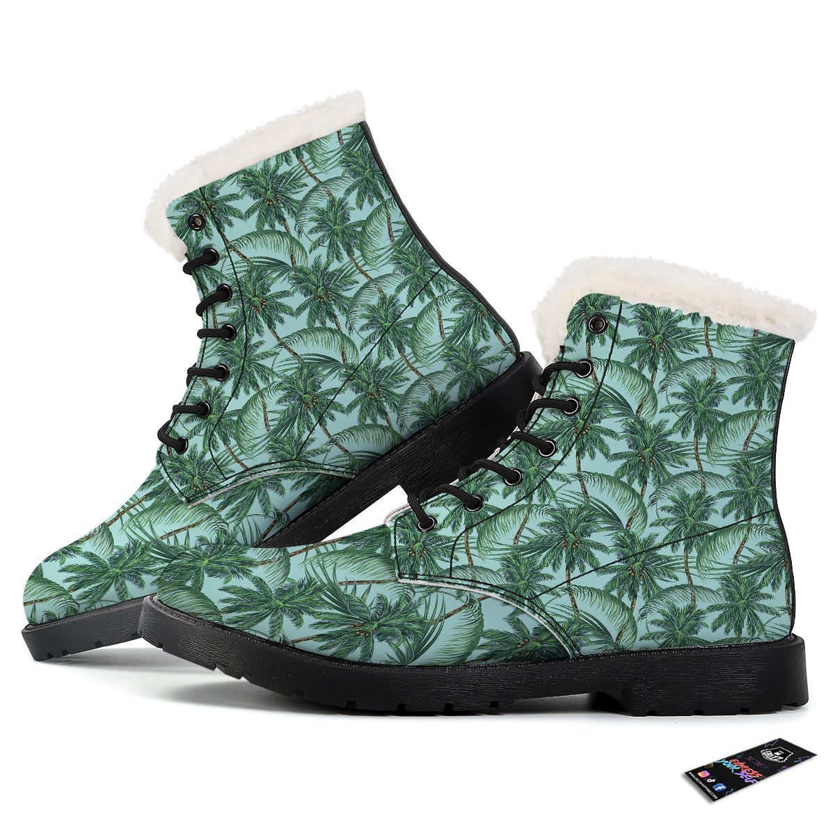Coconut Leaf Print Winter Boots-grizzshop